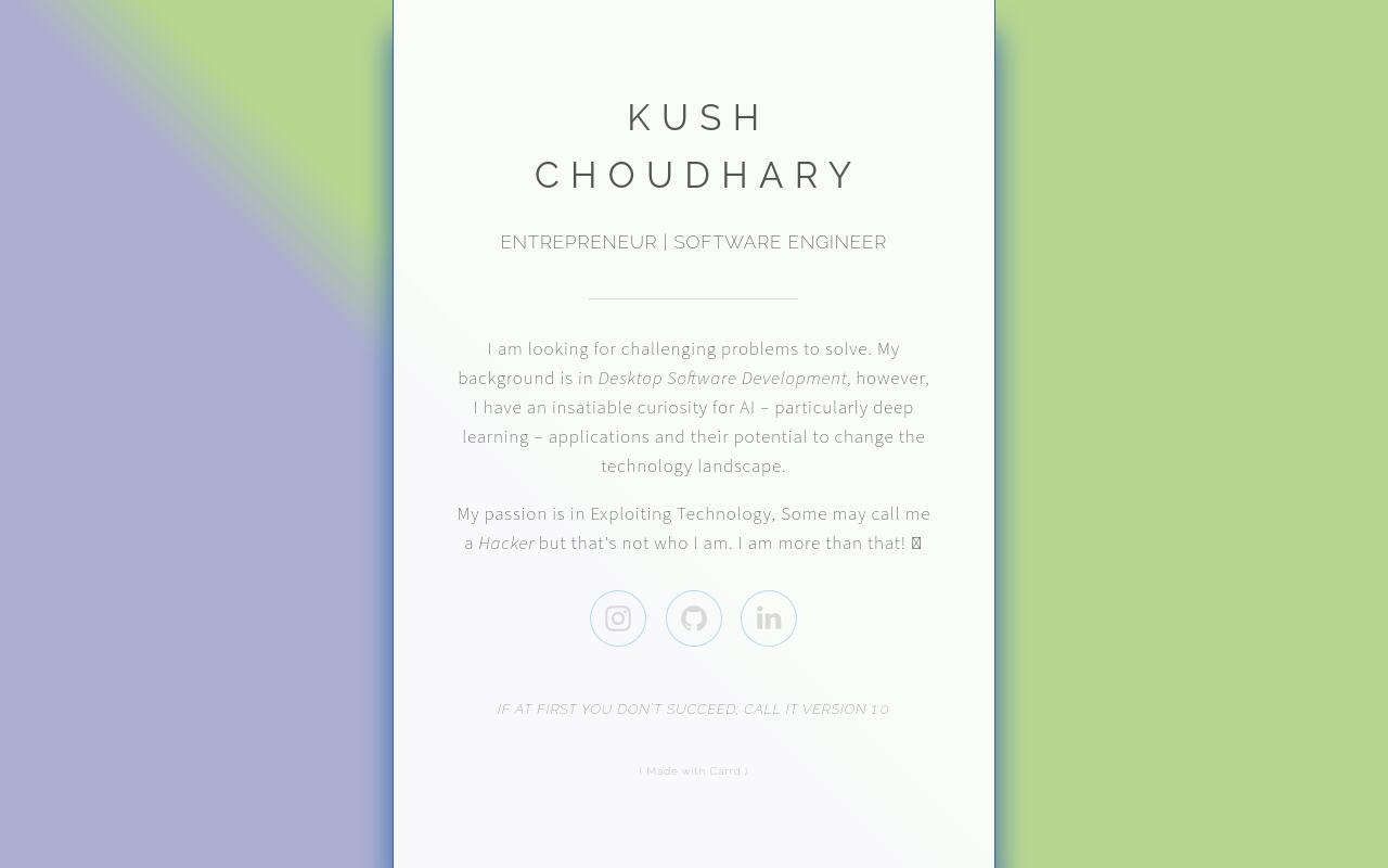 Carrd profile picture for @kushal